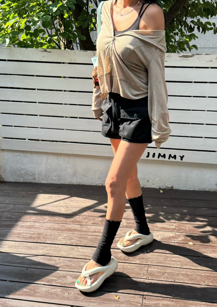 JIMMY韓國東大門代購女裝新款時尚職業26夏季長袖T恤拉鏈JIMMY/REMAKE長袖T恤