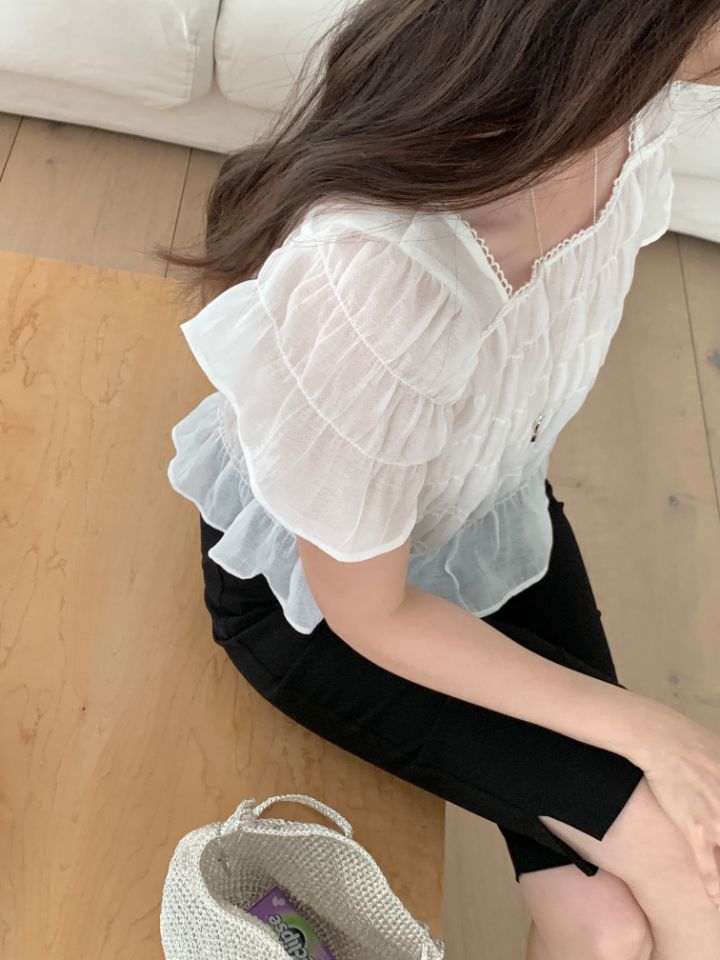 CRONG韓國直郵女士新品休閑職業熱賣26春夏時尚襯衫蕾絲衫CRONG襯衫/蕾絲衫