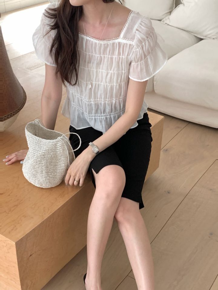 CRONG韓國直郵女士新品休閑職業熱賣26春夏時尚襯衫蕾絲衫CRONG襯衫/蕾絲衫