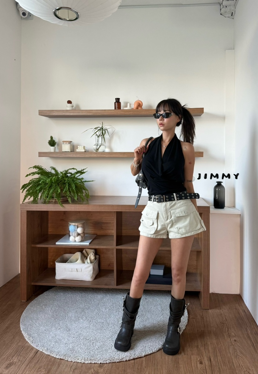 JIMMY東大門實拍韓國女裝新品推薦人氣熱賣職業吊帶背心褶皺JIMMY/REMAKE吊帶/背心