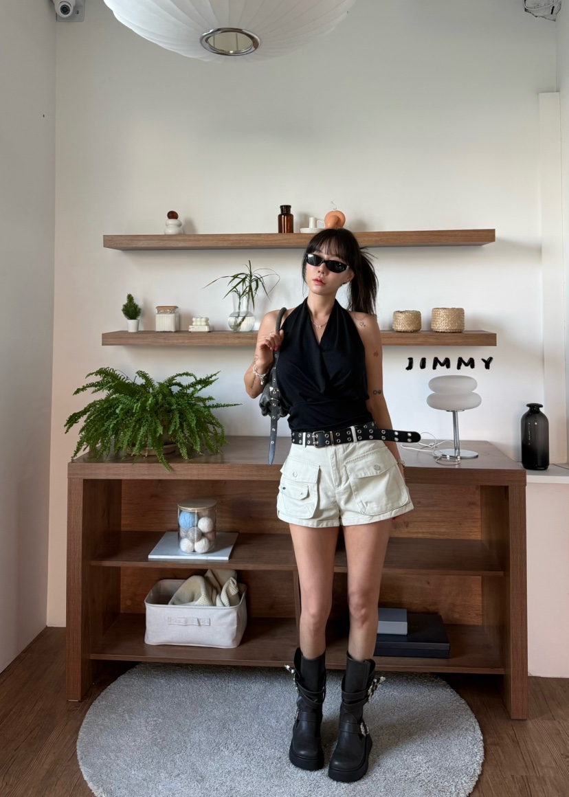 JIMMY東大門實拍韓國女裝新品推薦人氣熱賣職業吊帶背心褶皺JIMMY/REMAKE吊帶/背心