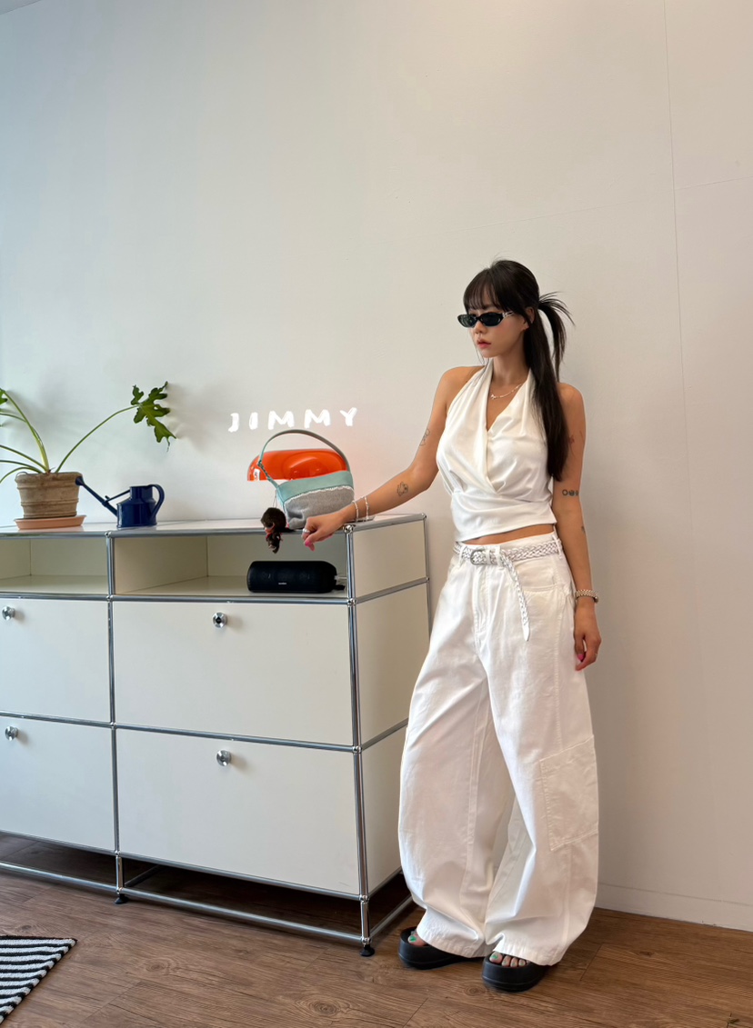 JIMMY東大門實拍韓國女裝新品推薦人氣熱賣職業吊帶背心褶皺JIMMY/REMAKE吊帶/背心