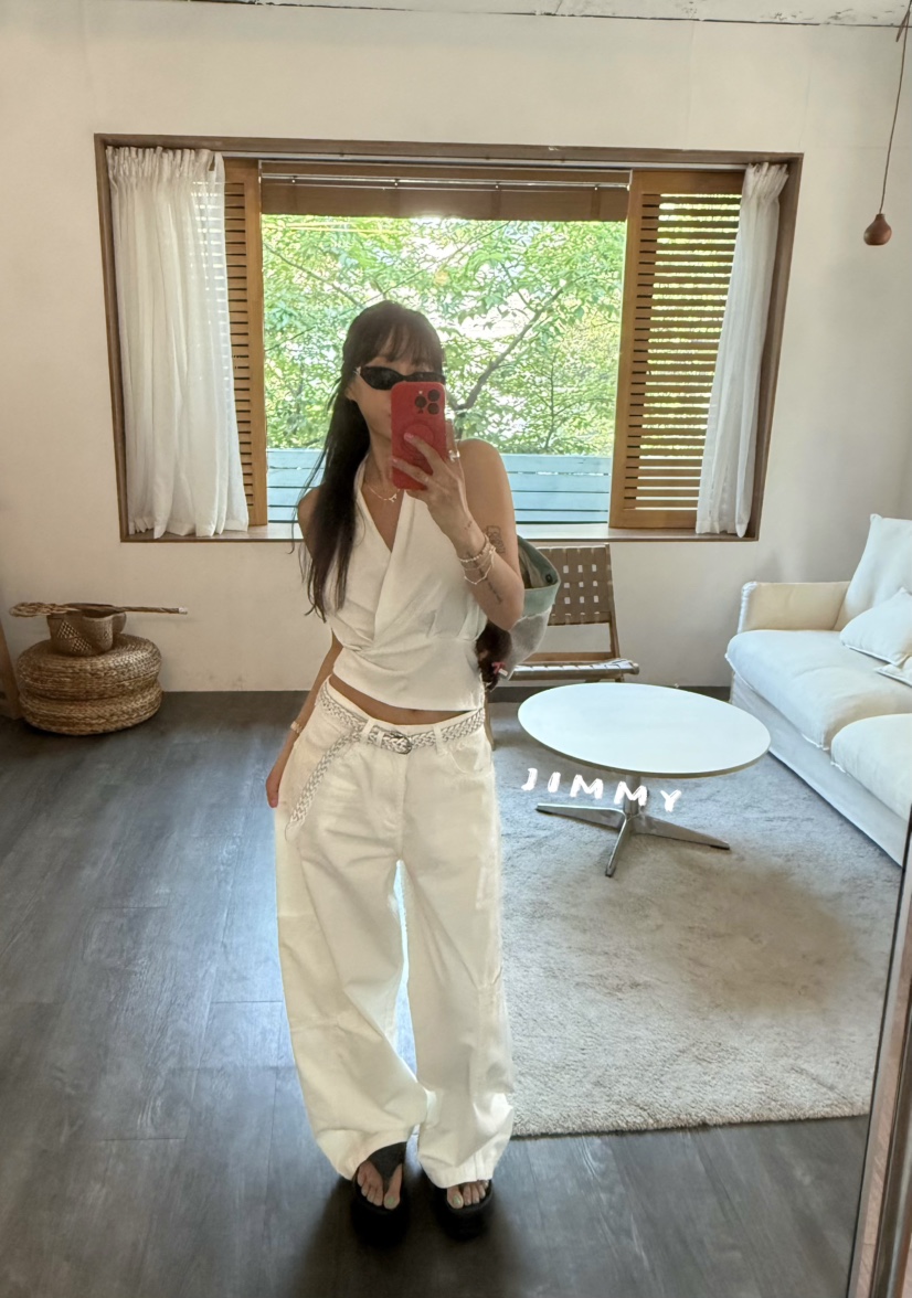 JIMMY東大門實拍韓國女裝新品推薦人氣熱賣職業吊帶背心褶皺JIMMY/REMAKE吊帶/背心