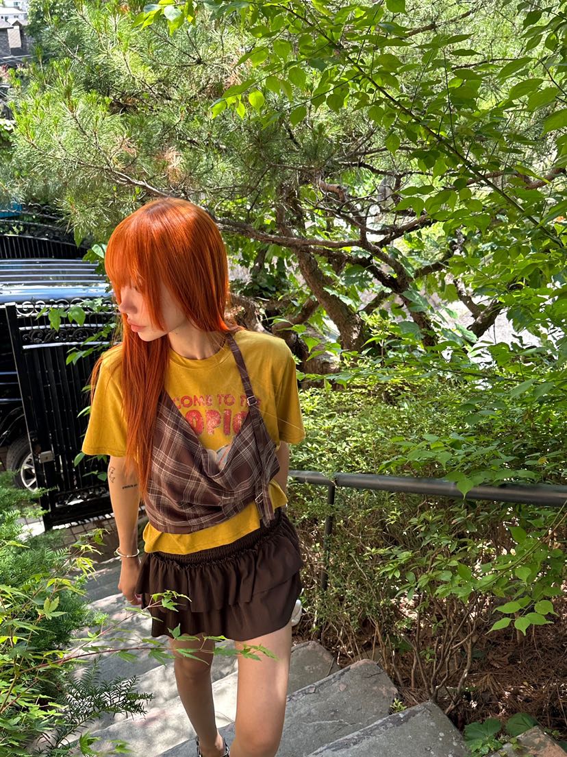 ZEROZERO韓國直郵實拍女裝新品休閑吊帶背心不含內搭格紋ZEROZERO吊帶/背心