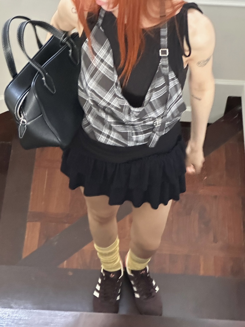 ZEROZERO韓國直郵實拍女裝新品休閑吊帶背心不含內搭格紋ZEROZERO吊帶/背心圖色1