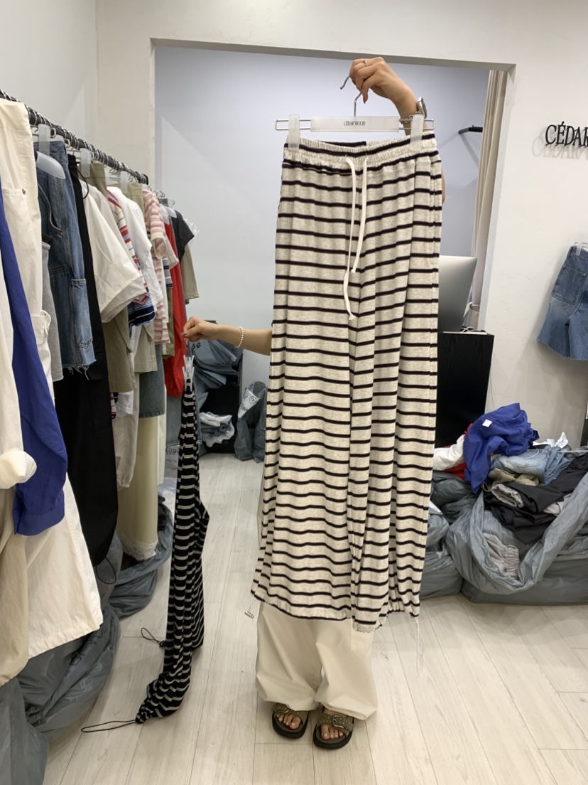 CEDARWOOD韓國東大門代購女士新品26春夏時尚休閑褲條紋運動CEDAR WOOD休閑褲圖色2
