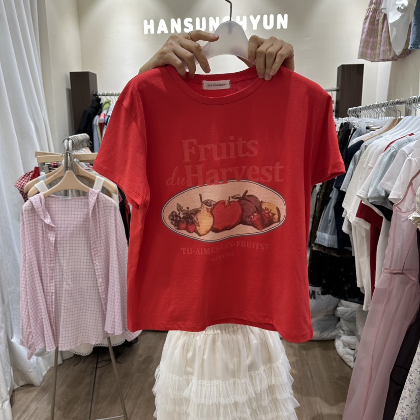 HANSUNGHYUN韓國直郵女裝新款休閑26春夏職業人氣熱賣T恤棉HANSUNGHYUNT恤圖色2