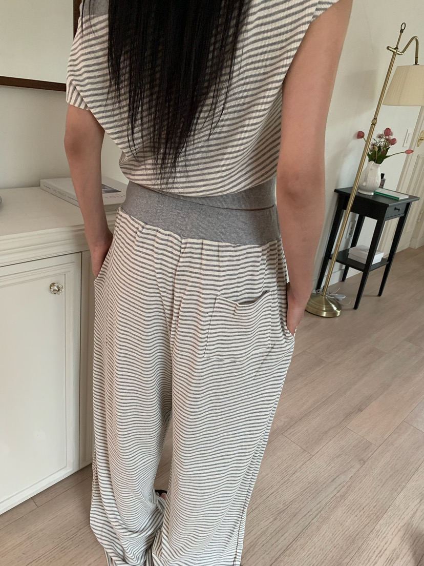 BADCALM韓國直郵女裝新品26夏季休閑26春夏人氣休閑褲條紋BADCALM休閑褲