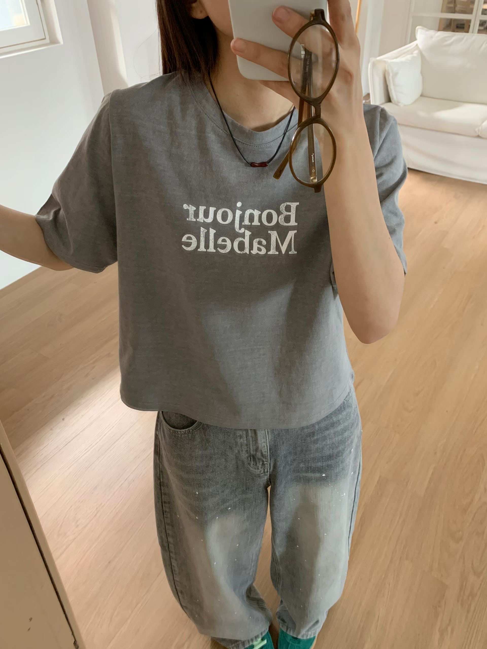 TDOUBLEJ韓國東大門直郵女裝新款休閑26春夏時尚職業熱賣T恤TDOUBLEJT恤圖色4