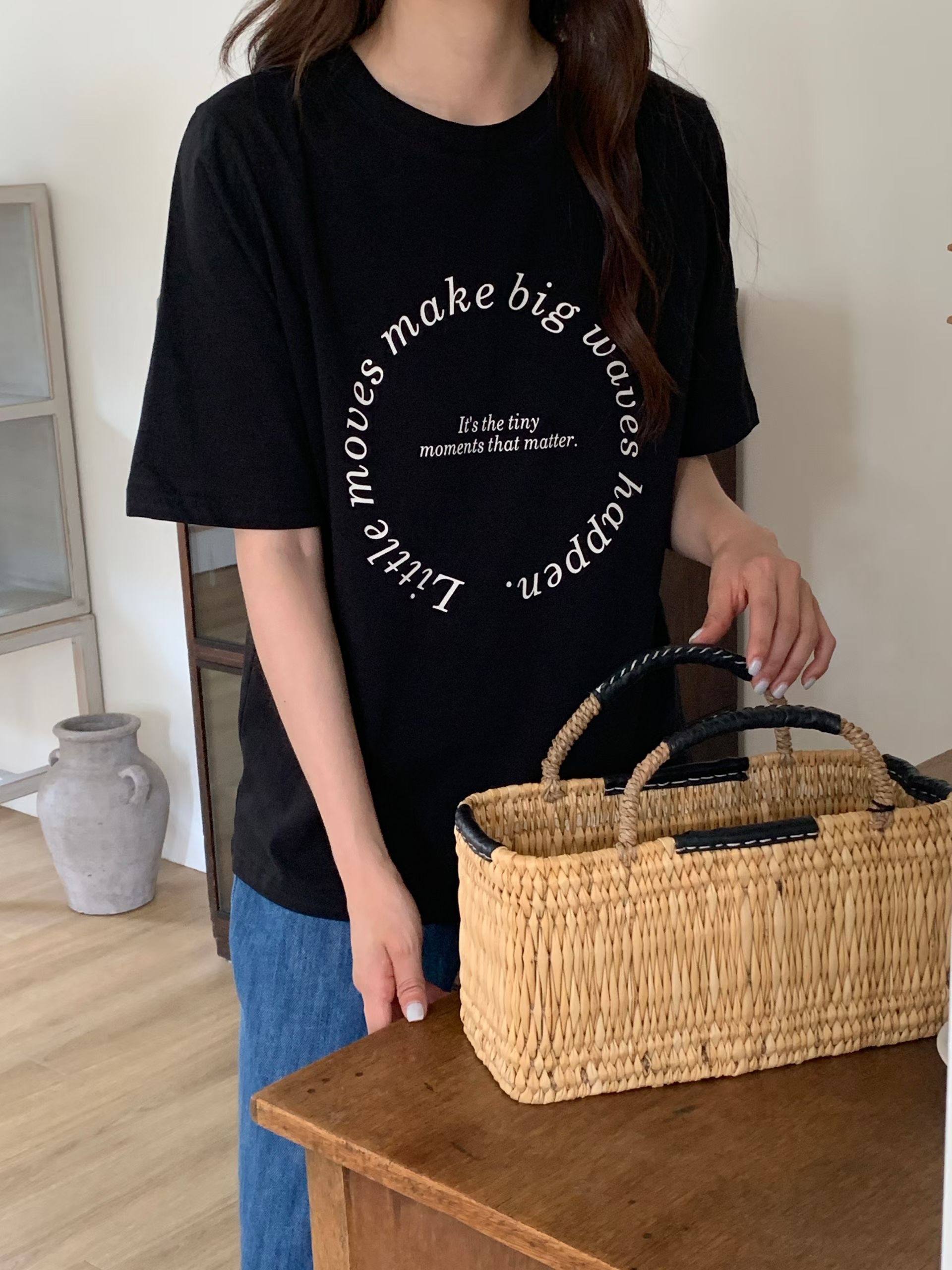 TDOUBLEJ韓國直郵女裝新款26春夏推薦熱賣職業休閑人氣T恤TDOUBLEJT恤圖色4