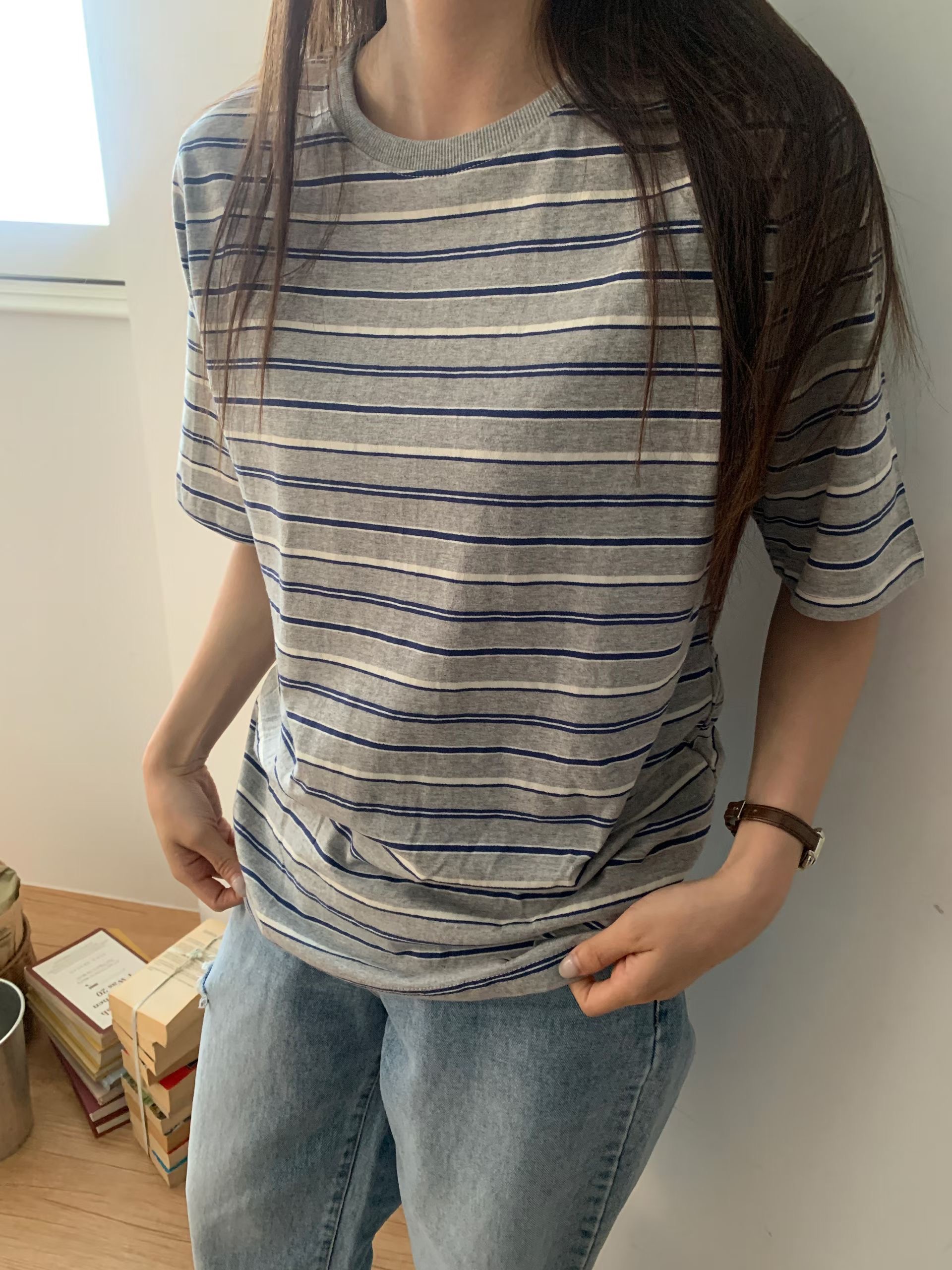 TDOUBLEJ韓國東大門直郵女裝新款人氣時尚26夏季休閑26春夏T恤TDOUBLEJT恤圖色2