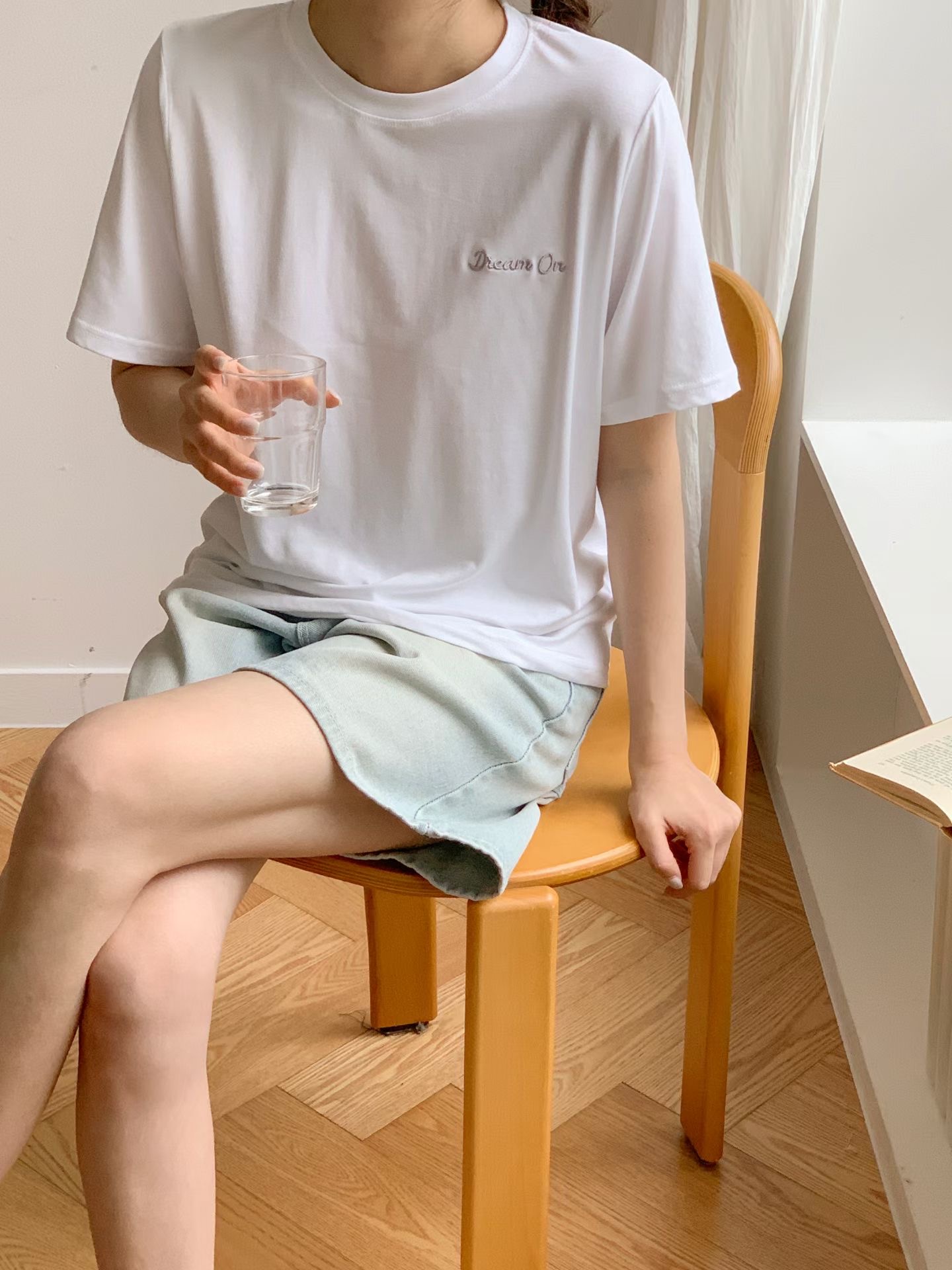 TDOUBLEJ韓國直郵女士新款時尚26夏季26春夏人氣休閑T恤刺繡TDOUBLEJT恤圖色2
