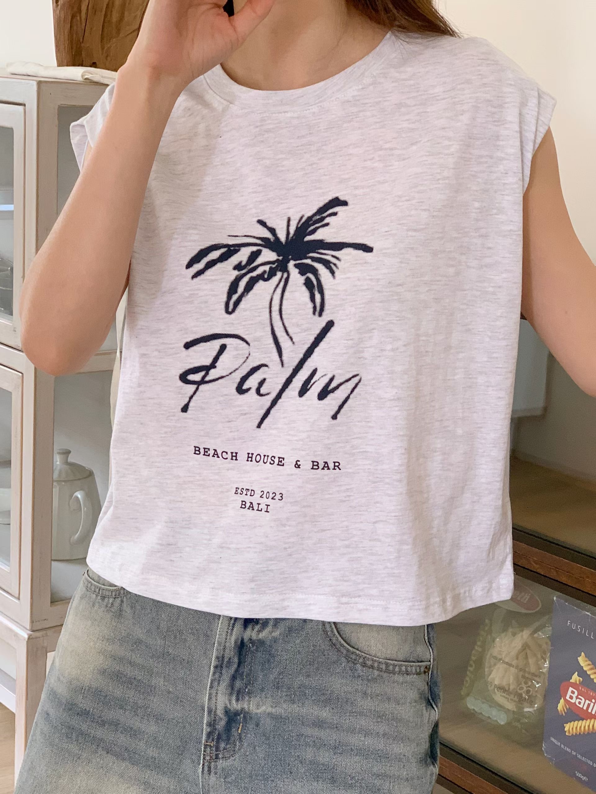 TDOUBLEJ韓國代購女士新款時尚休閑人氣熱賣吊帶背心無袖TDOUBLEJ吊帶/背心圖色2