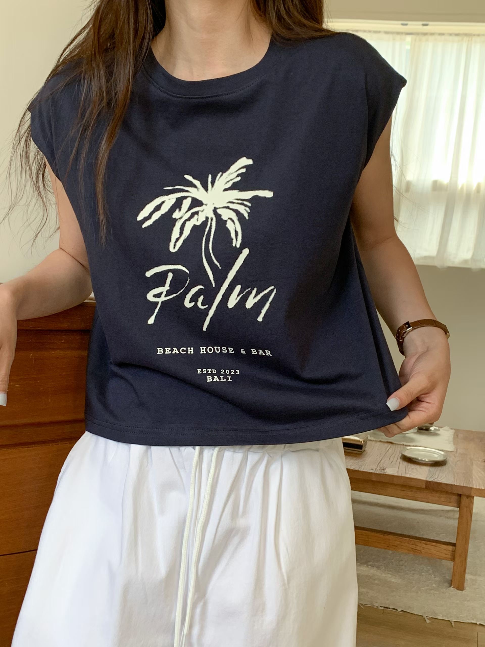 TDOUBLEJ韓國代購女士新款時尚休閑人氣熱賣吊帶背心無袖TDOUBLEJ吊帶/背心圖色4