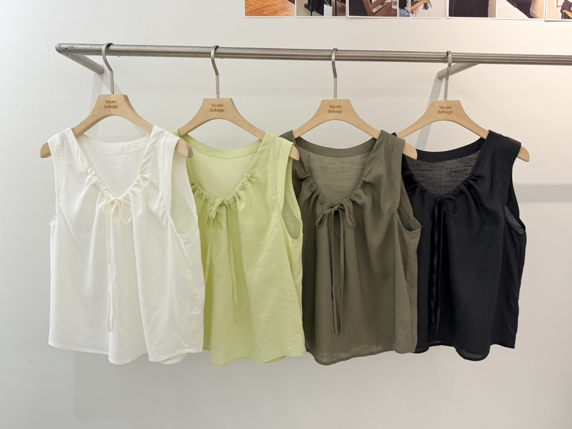 WEAUE SELVAGE韓國直郵女士新品26夏季休閑吊帶背心BL絲帶Weave Selvage吊帶/背心