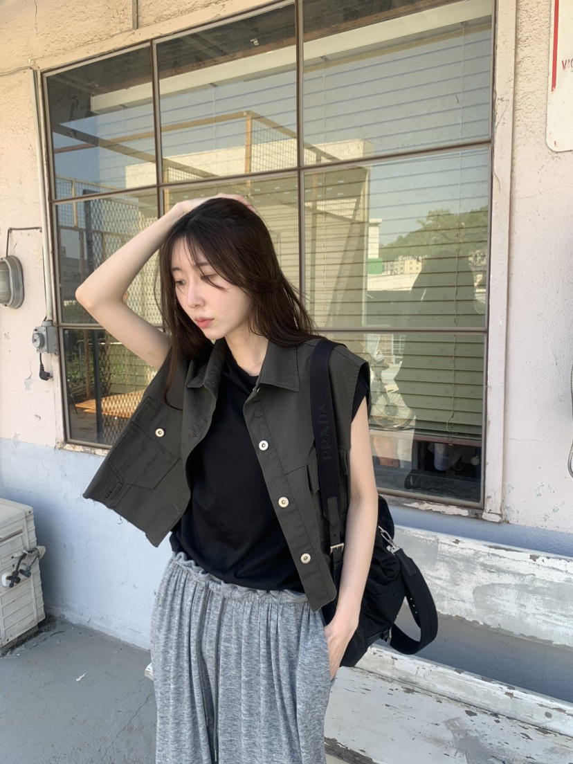 LE AVE韓國東大門代購女裝新款26春夏休閑26夏季職業馬甲SLE AVE馬甲