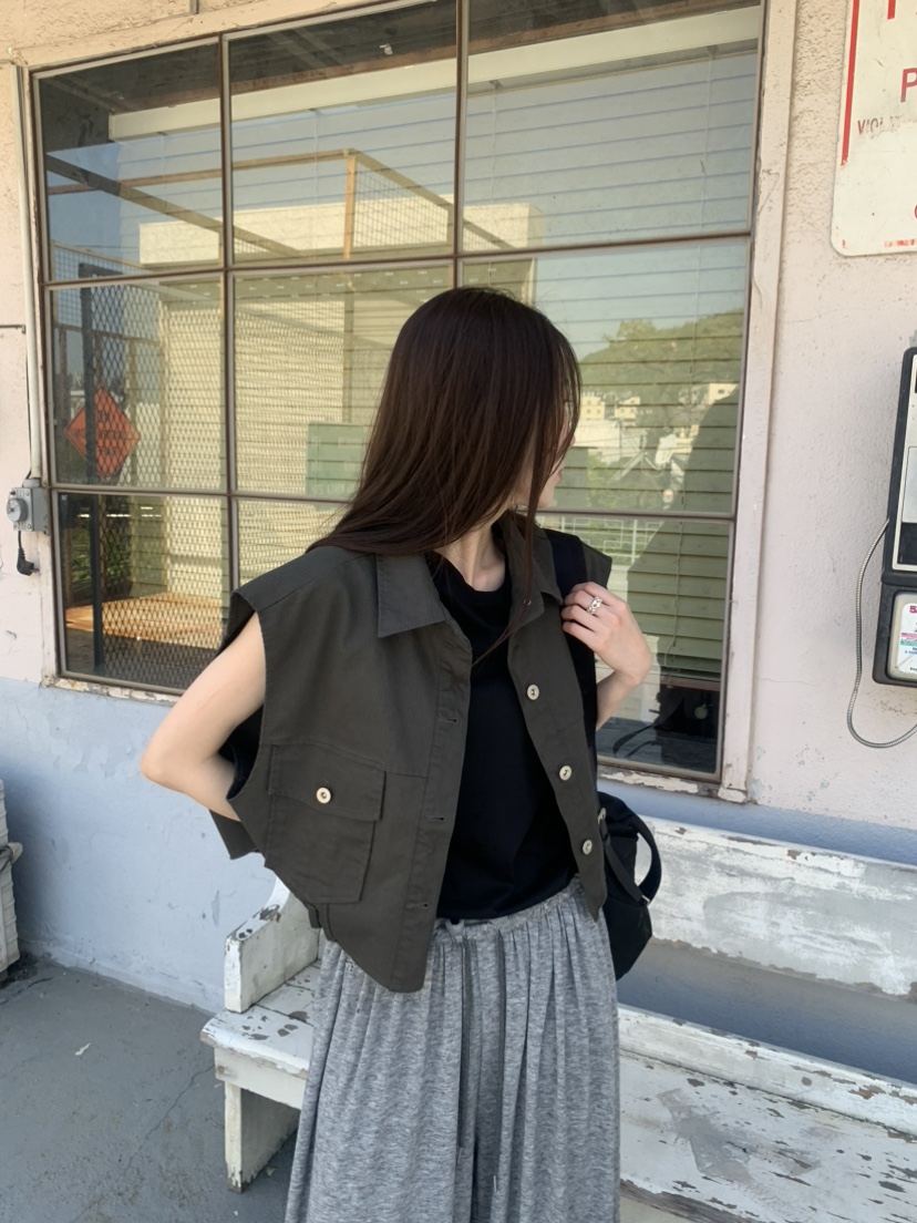 LE AVE韓國東大門代購女裝新款26春夏休閑26夏季職業馬甲SLE AVE馬甲