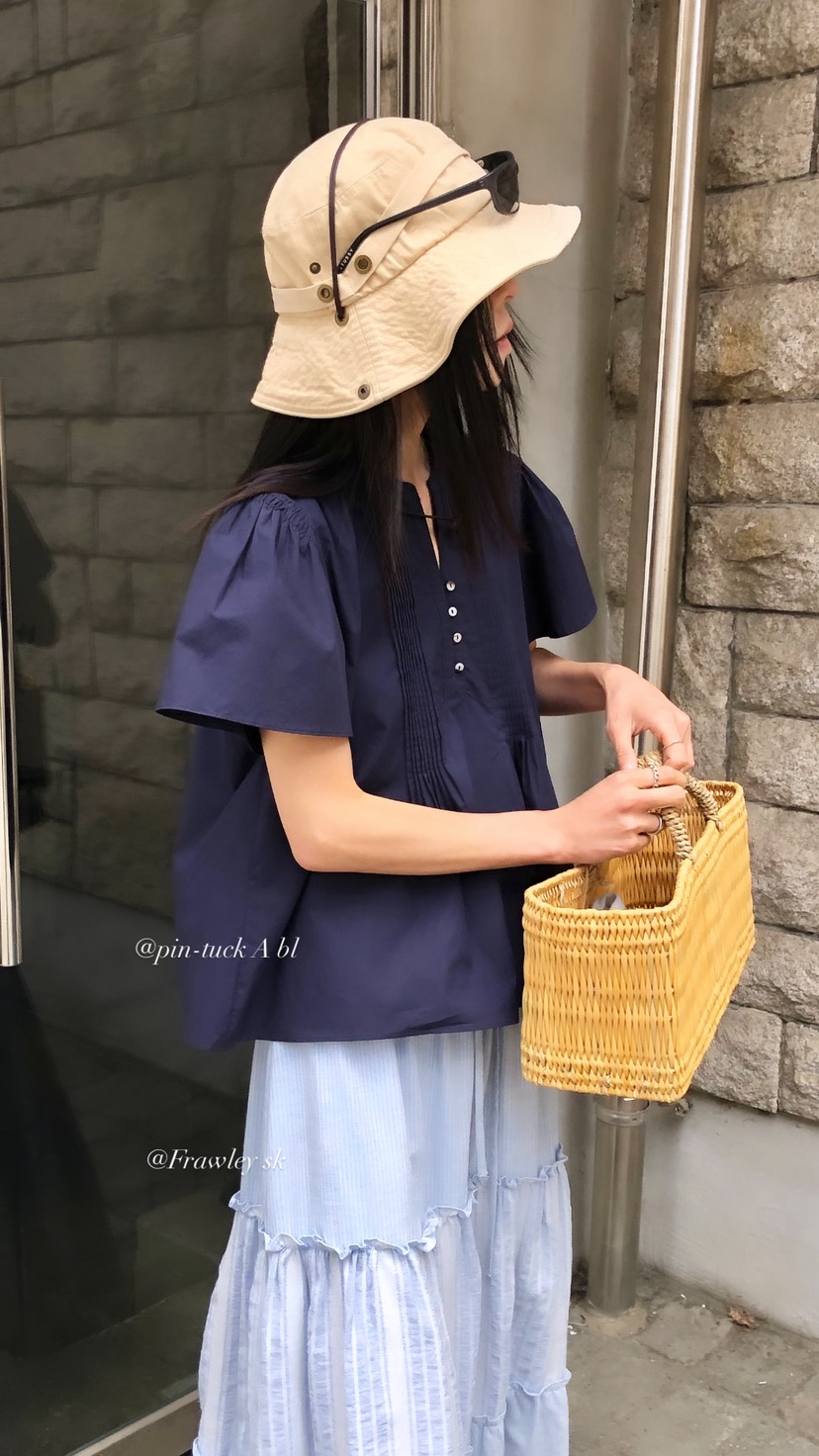 OVER RICH韓國直郵女士新品推薦時尚26夏季襯衫蕾絲衫BL褶裥OVER RICH襯衫/蕾絲衫