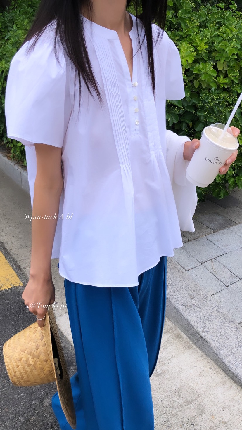 OVER RICH韓國直郵女士新品推薦時尚26夏季襯衫蕾絲衫BL褶裥OVER RICH襯衫/蕾絲衫