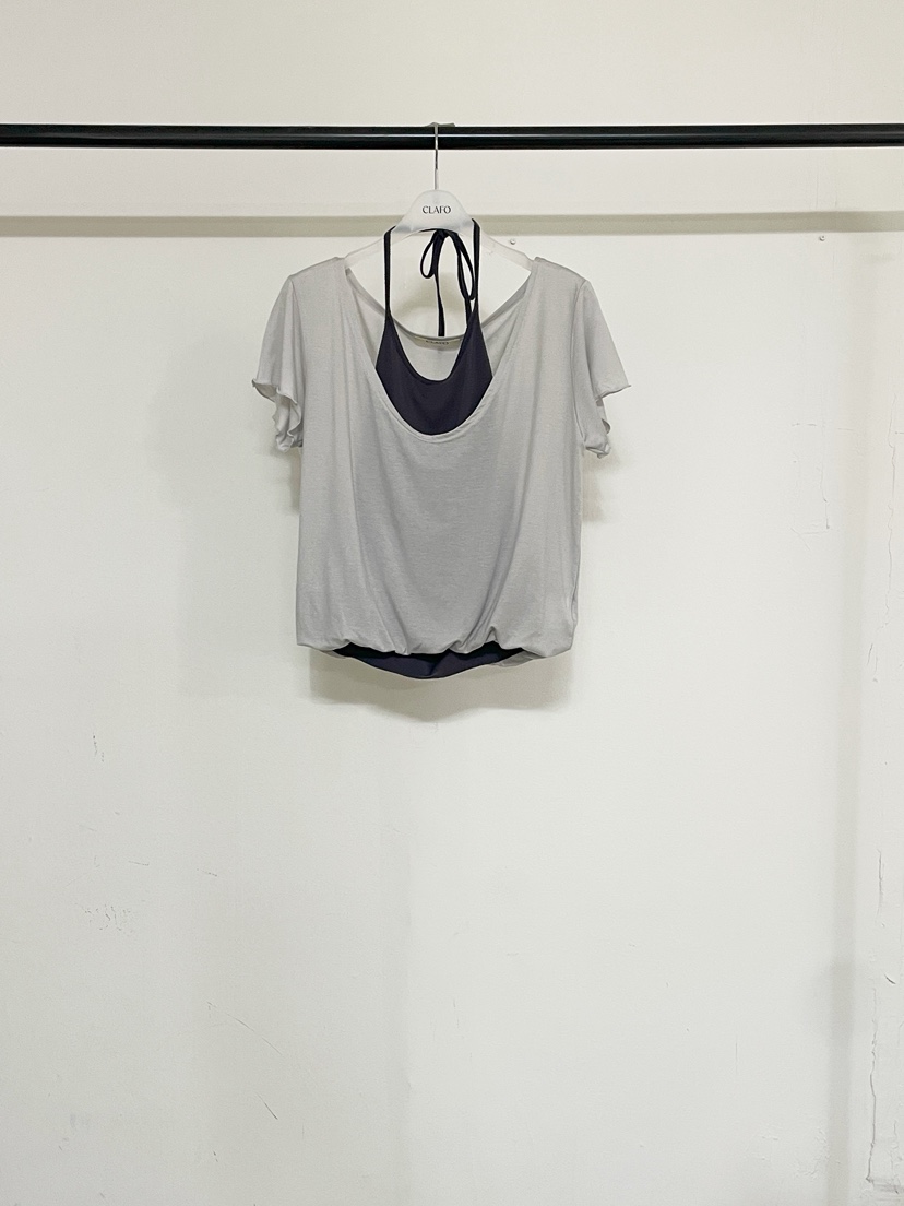CLAFO韓國直郵實拍女裝新品26春夏人氣時尚T恤假兩件U領撞色CLAFOT恤圖色2