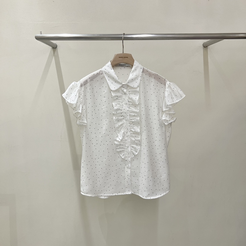 MARIE MARIE韓國東大門代購女裝新品休閑襯衫蕾絲衫荷葉邊BL無袖MARIE MARIE襯衫/蕾絲衫圖色1