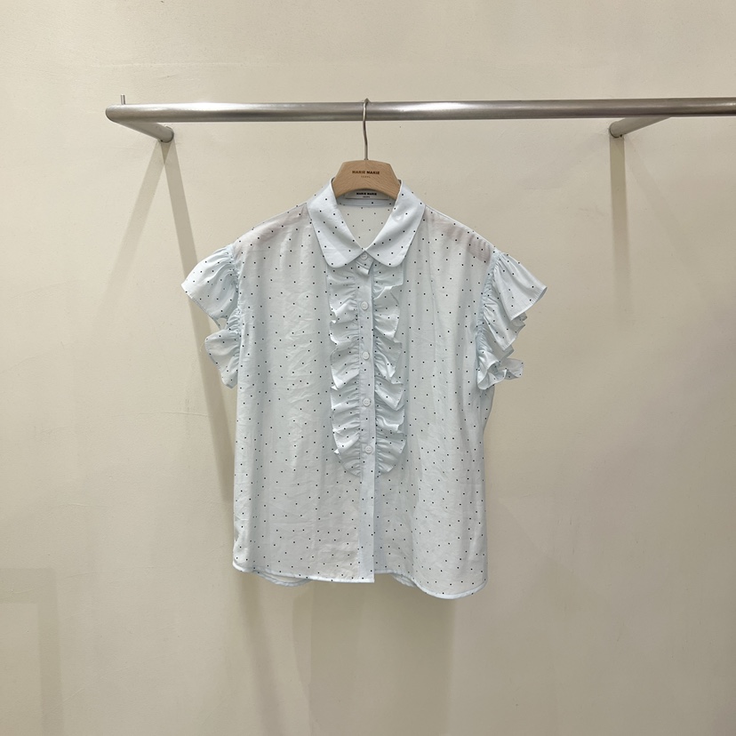 MARIE MARIE韓國東大門代購女裝新品休閑襯衫蕾絲衫荷葉邊BL無袖MARIE MARIE襯衫/蕾絲衫圖色2