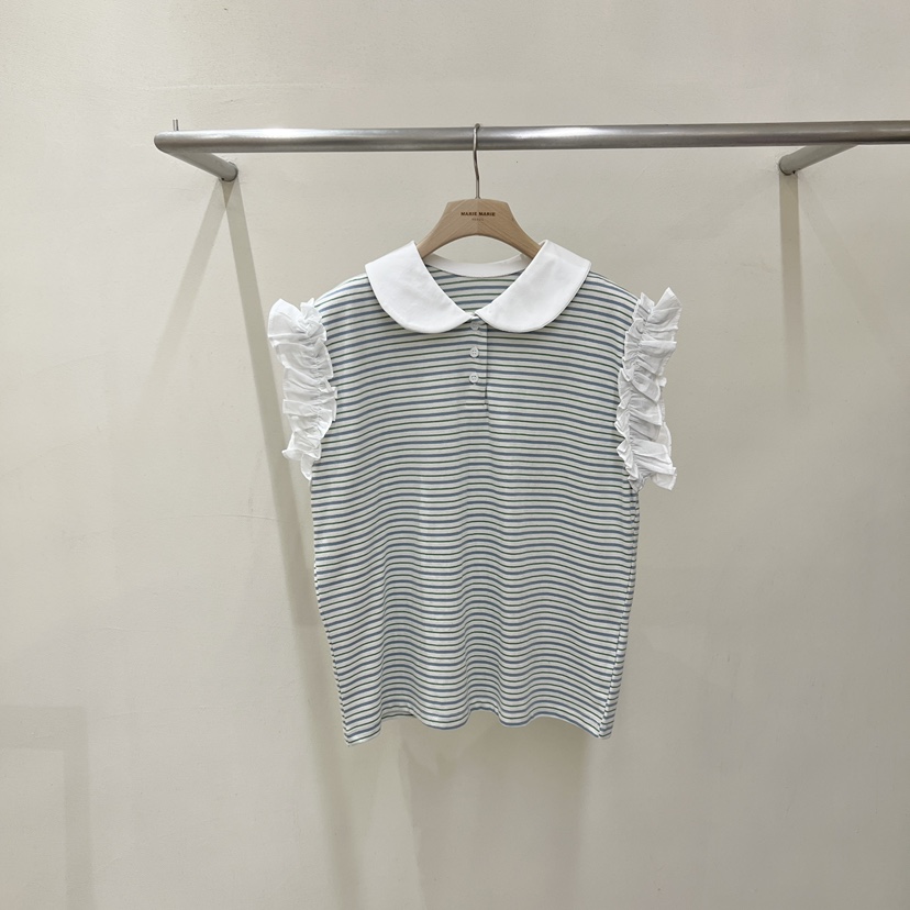 MARIE MARIE東大門實拍韓國女裝新品時尚職業熱賣T恤荷葉邊MARIE MARIET恤圖色2