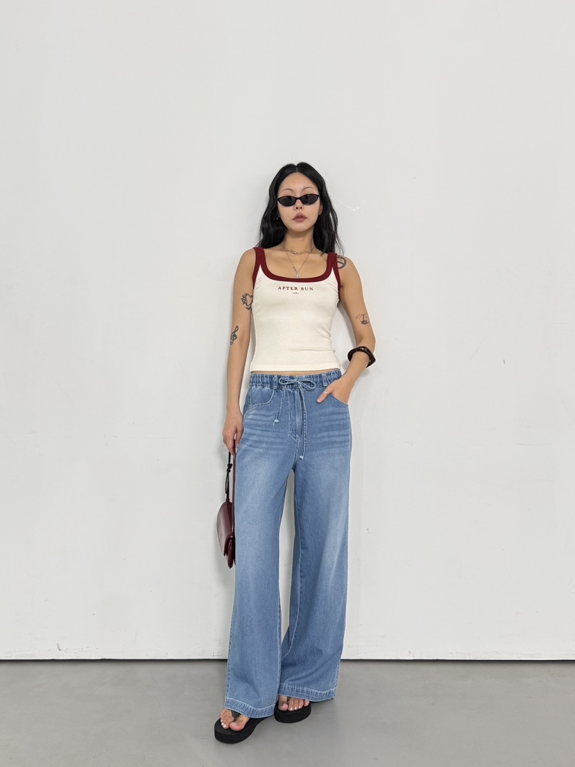 LIMLIMLIM韓國東大門代購女士新品26春夏推薦人氣牛仔褲束帶LIM LIM LIM牛仔褲