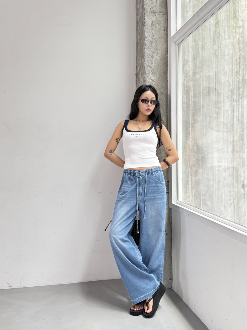 LIMLIMLIM韓國東大門代購女士新品26春夏推薦人氣牛仔褲束帶LIM LIM LIM牛仔褲