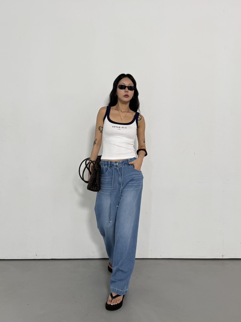 LIMLIMLIM韓國東大門代購女士新品26春夏推薦人氣牛仔褲束帶LIM LIM LIM牛仔褲