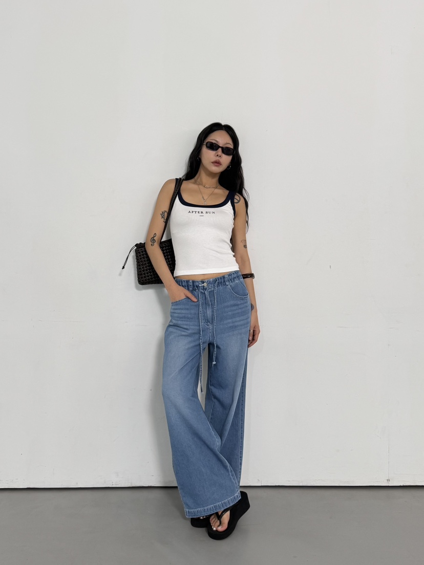 LIMLIMLIM韓國東大門代購女士新品26春夏推薦人氣牛仔褲束帶LIM LIM LIM牛仔褲