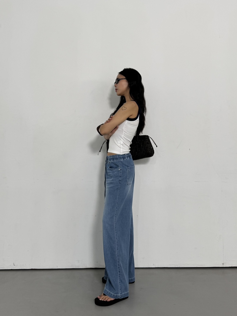 LIMLIMLIM韓國東大門代購女士新品26春夏推薦人氣牛仔褲束帶LIM LIM LIM牛仔褲