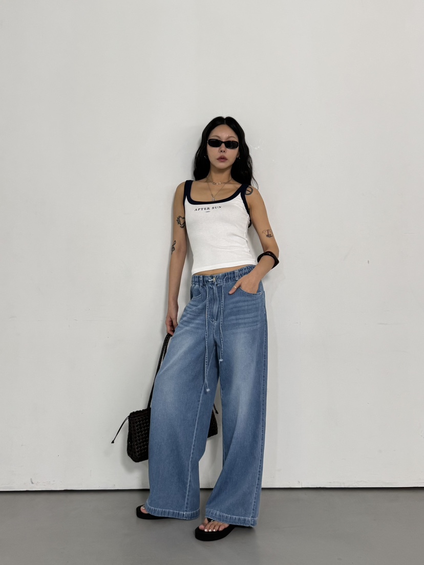 LIMLIMLIM韓國東大門代購女士新品26春夏推薦人氣牛仔褲束帶LIM LIM LIM牛仔褲