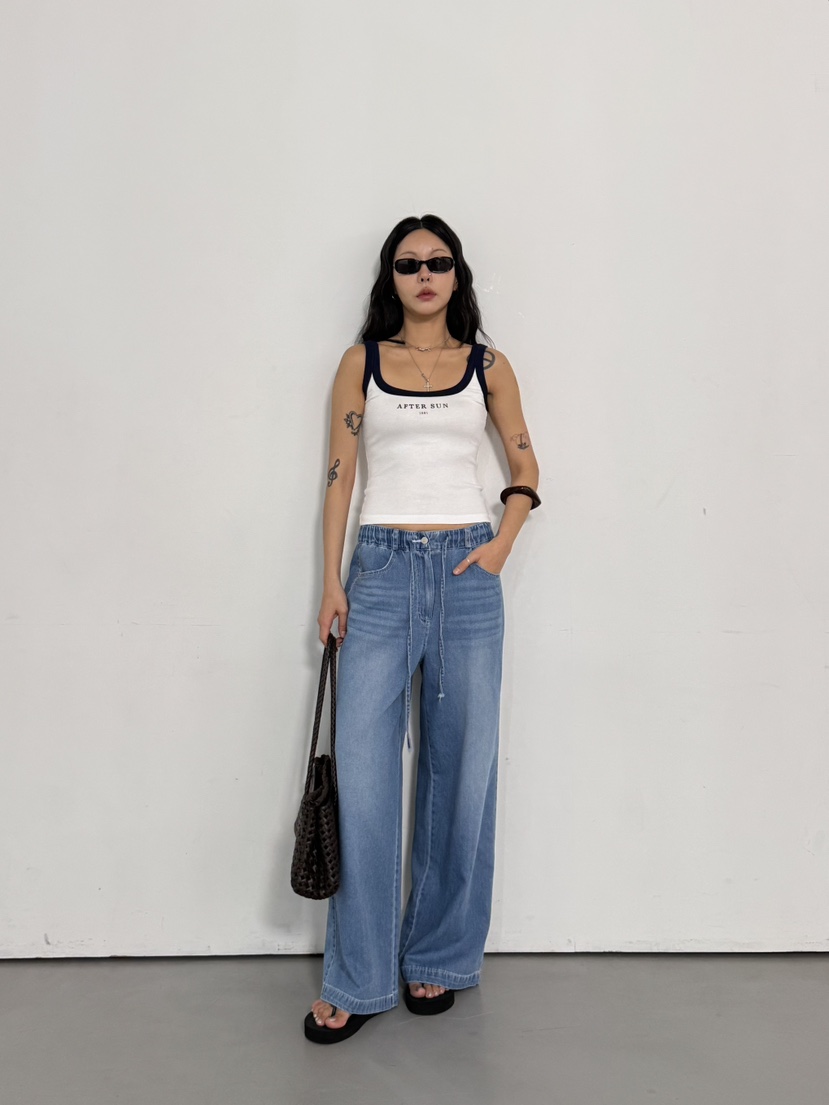 LIMLIMLIM韓國東大門代購女士新品26春夏推薦人氣牛仔褲束帶LIM LIM LIM牛仔褲