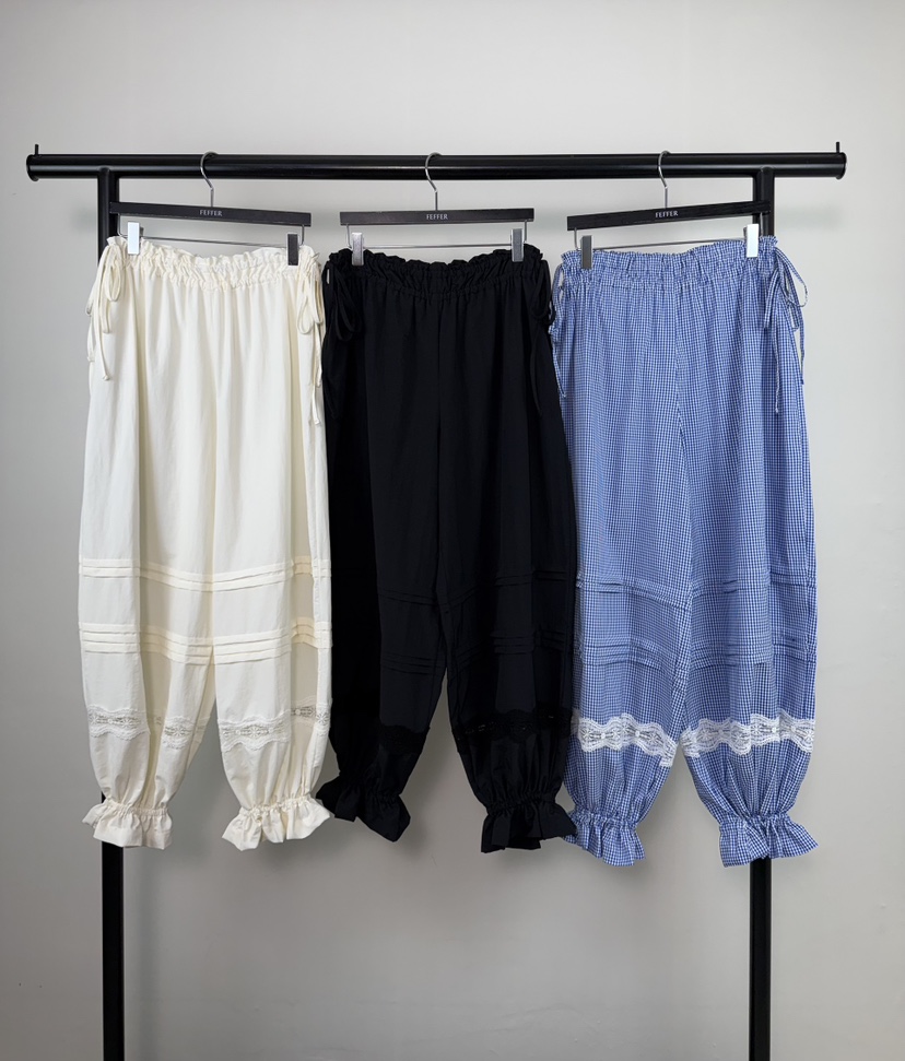 FEFFER韓國代購女士新品26夏季熱賣職業休閑推薦休閑褲蕾絲FEFFER休閑褲