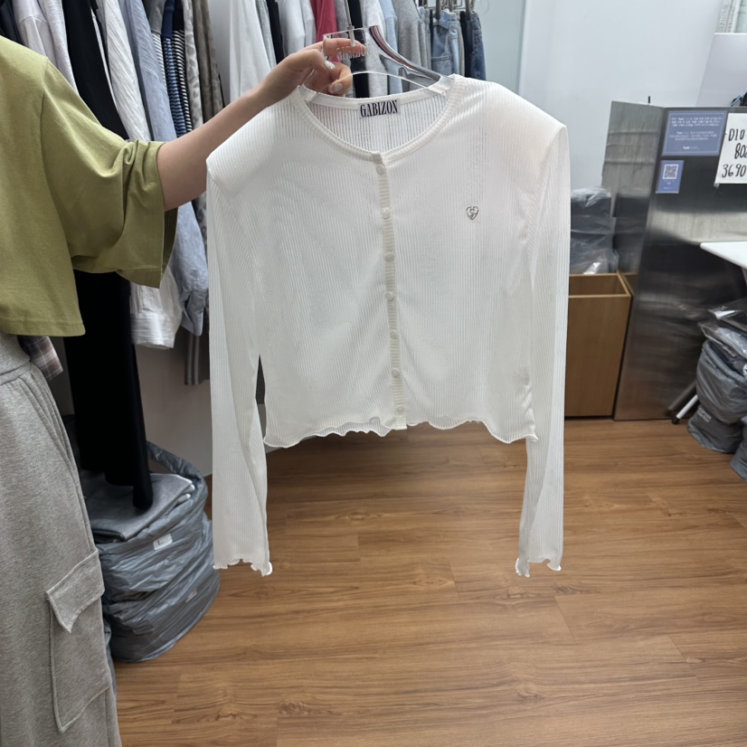 GABIZON韓國代購女士新品時尚26夏季熱賣長袖T恤開衫羅紋GABIZON長袖T恤圖色1