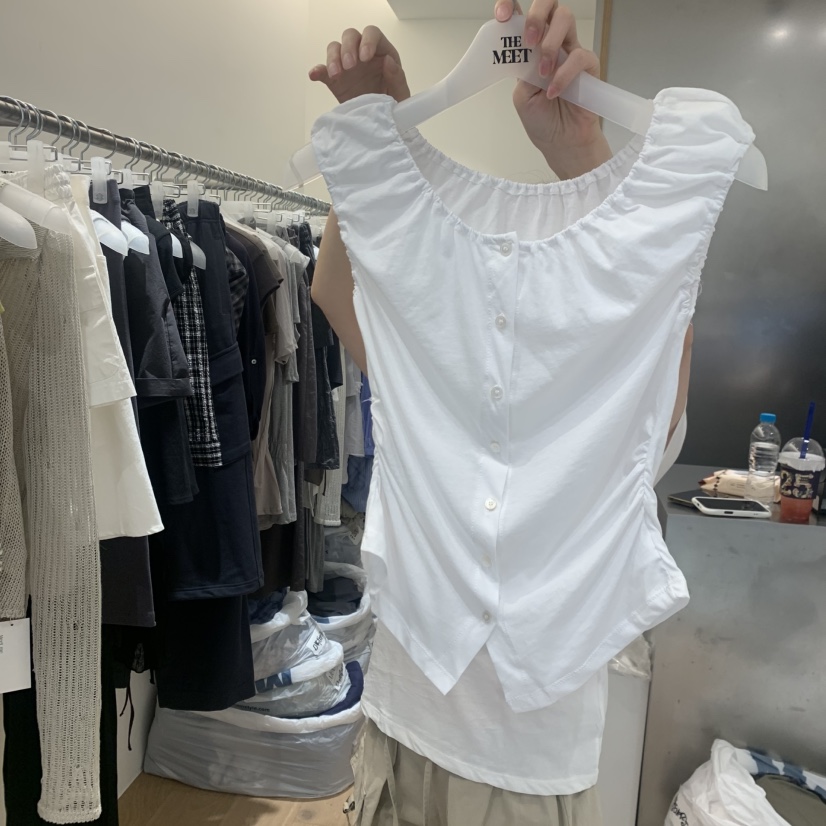 MEET ME韓國直郵實拍女士新品26春夏休閑26夏季吊帶背心褶皺MEET ME吊帶/背心圖色1