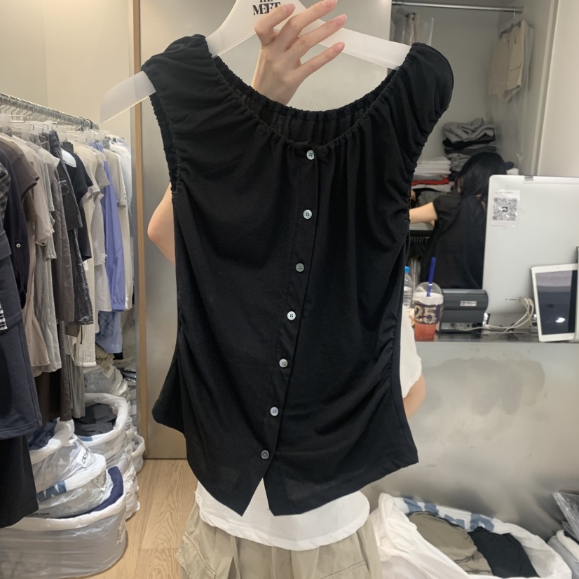 MEET ME韓國直郵實拍女士新品26春夏休閑26夏季吊帶背心褶皺MEET ME吊帶/背心圖色3