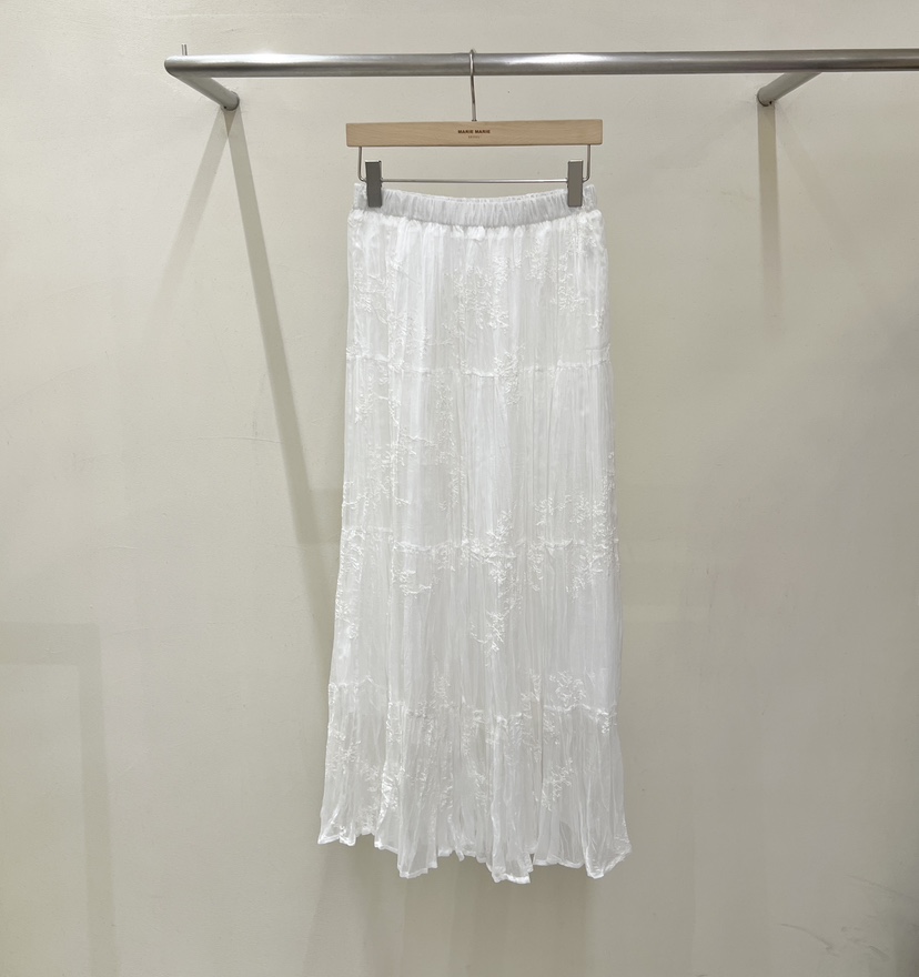 MARIE MARIE韓國直郵女士新款職業26春夏休閑長裙SK刺繡MARIE MARIE長裙圖色1白色