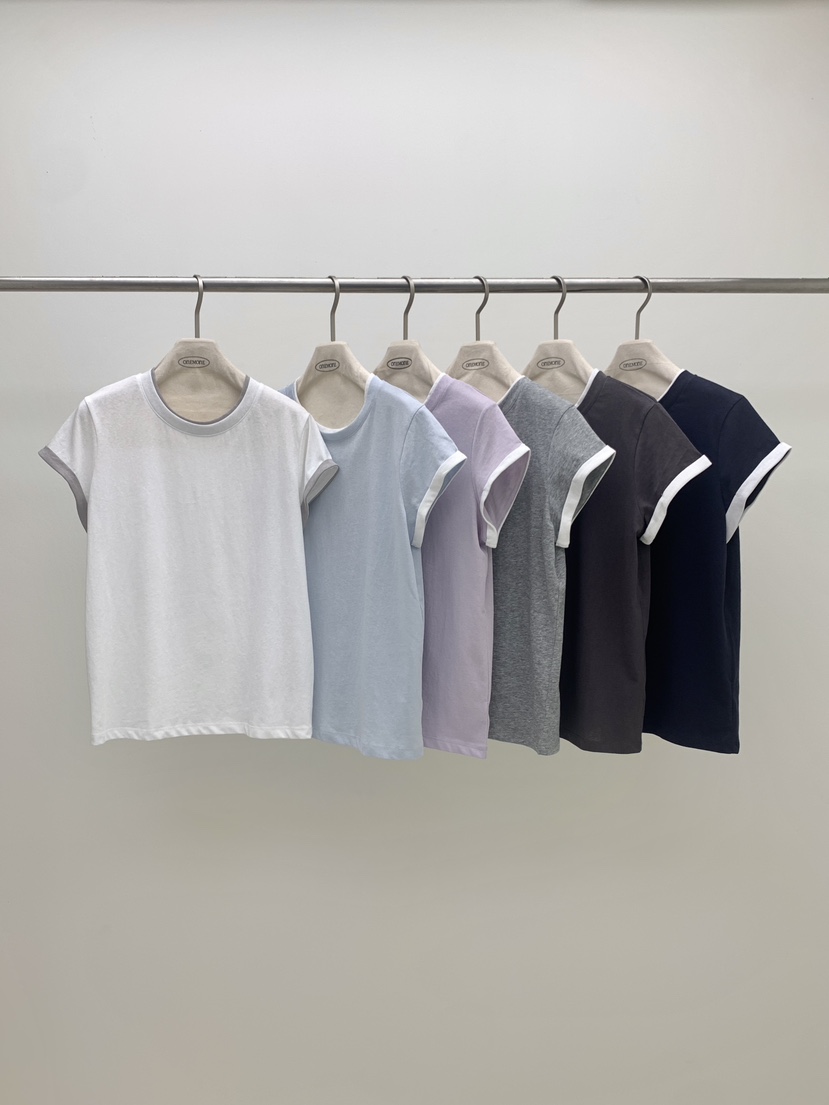 ONE MONE韓國東大門直郵女士新品熱賣26春夏人氣T恤撞色ONE MONET恤圖色2左二色