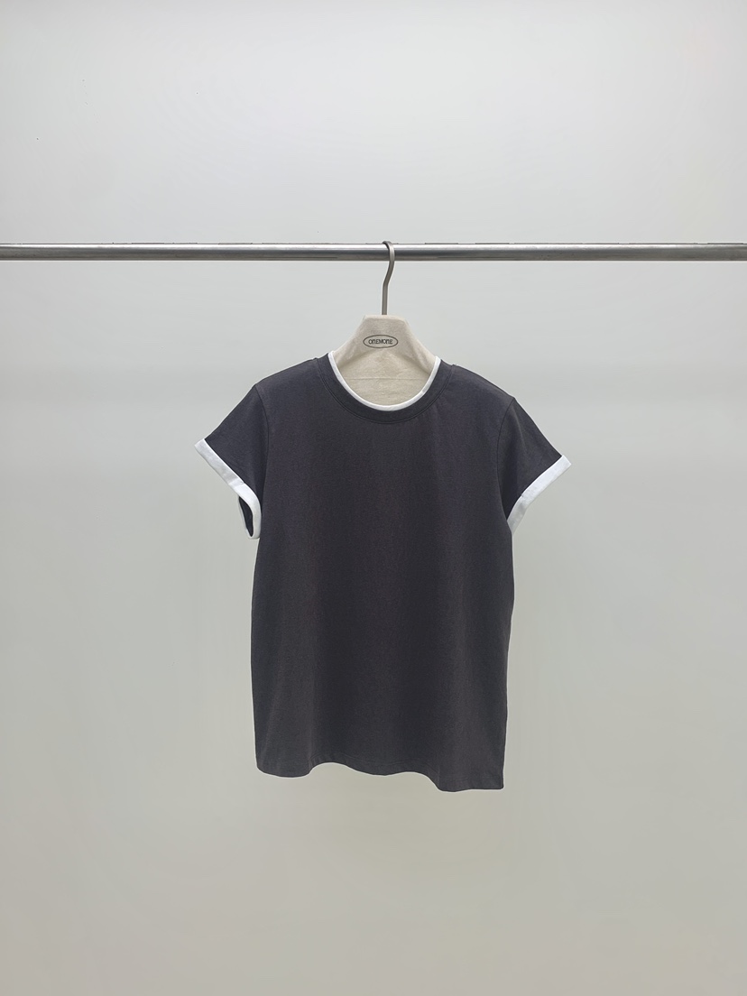 ONE MONE韓國東大門直郵女士新品熱賣26春夏人氣T恤撞色ONE MONET恤圖色5