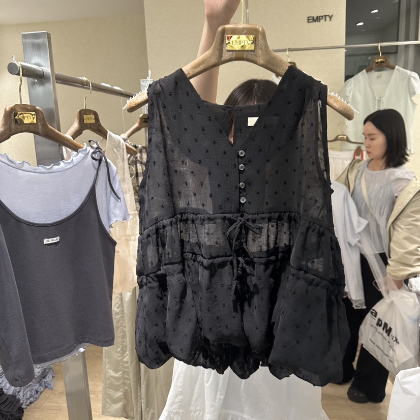EMPTY東大門實拍韓國女裝新品休閑推薦熱賣吊帶背心網眼無袖EMPTY吊帶/背心圖色2