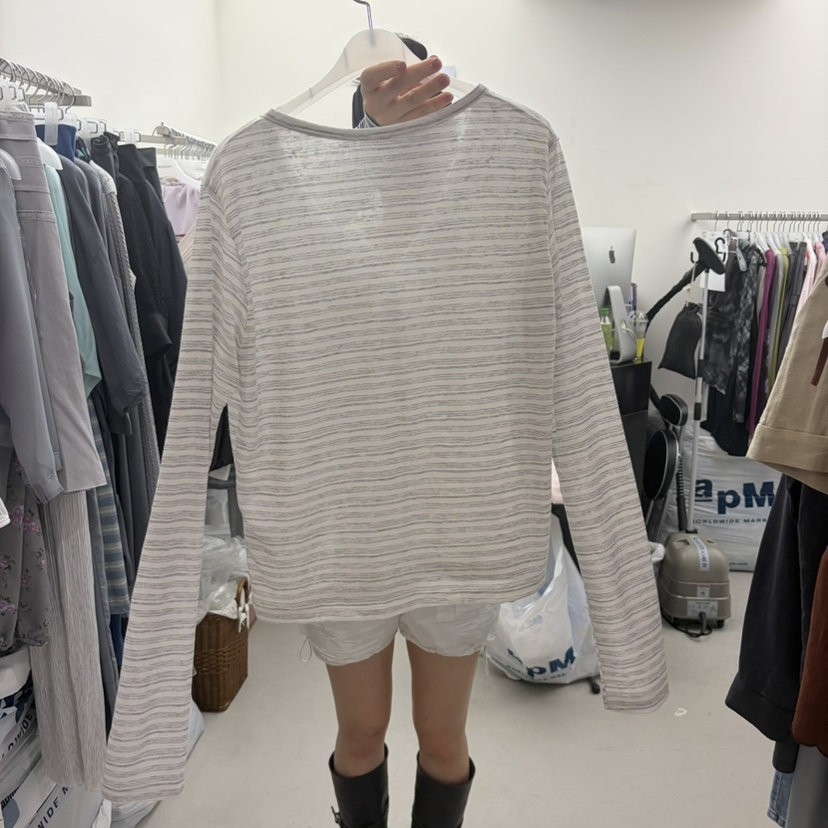 SOLD OUT韓國直郵實拍女裝新品休閑時尚26春夏長袖T恤開衫SOLD OUT長袖T恤