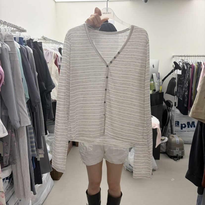 SOLD OUT韓國直郵實拍女裝新品休閑時尚26春夏長袖T恤開衫SOLD OUT長袖T恤圖色1