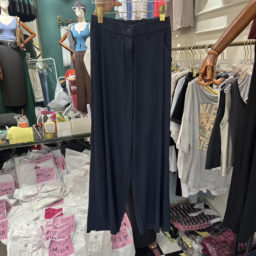 3COLOR韓國直郵實拍女裝新款職業休閑褲不含腰帶Three color休閑褲圖色3深藍色