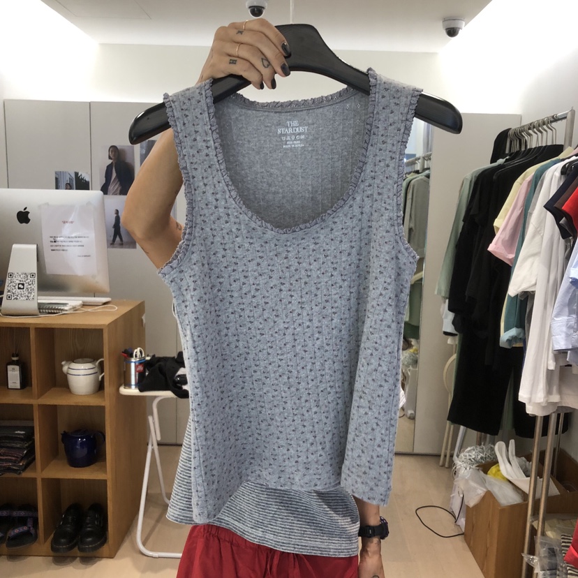 THE STARDUST韓國東大門直郵女裝新品26夏季吊帶背心荷葉邊無袖THE STARDUST吊帶/背心圖色2
