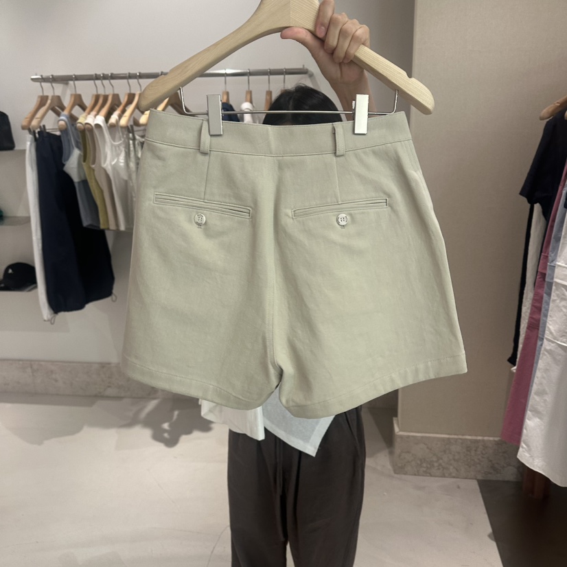 ANDMORE BUTTON韓國直郵實拍女士新品26夏季短褲不含腰帶棉ANDMORE BUTTON短褲