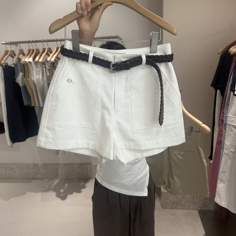 ANDMORE BUTTON韓國直郵實拍女士新品26夏季短褲不含腰帶棉ANDMORE BUTTON短褲圖色1