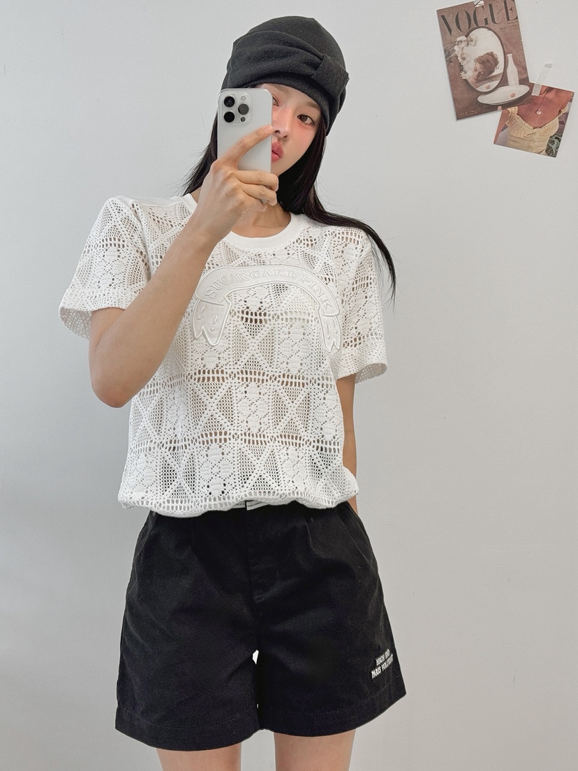 IAAN韓國東大門代購女士新品休閑26春夏襯衫蕾絲衫鉤針編織iaAn襯衫/蕾絲衫