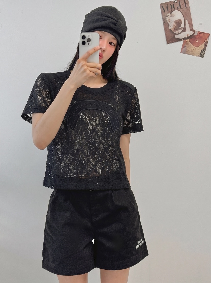 IAAN韓國東大門代購女士新品休閑26春夏襯衫蕾絲衫鉤針編織iaAn襯衫/蕾絲衫